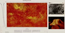 12" x 24" 1990 Topographic Map Of Planet Venus