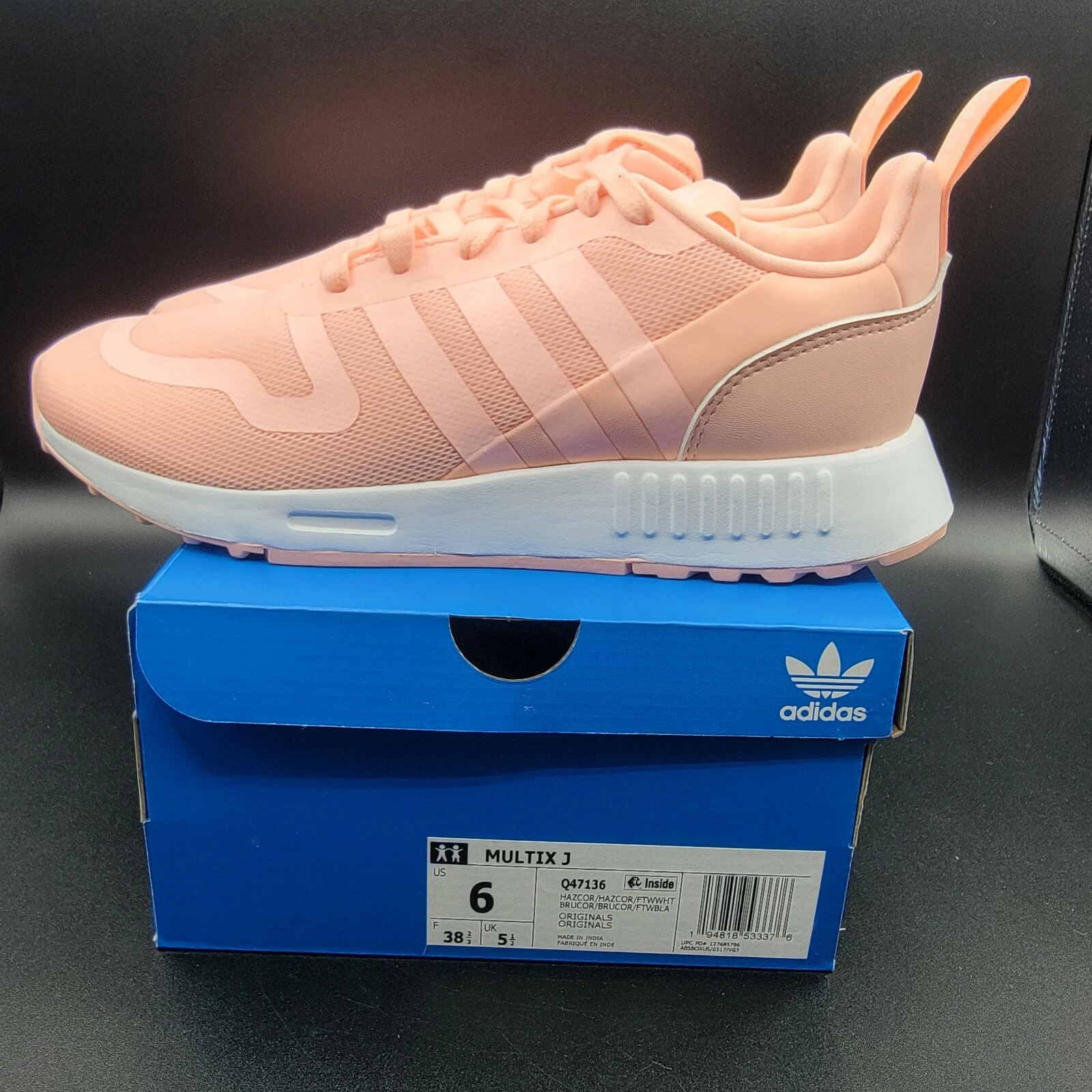 Scarpa Adidas Multix J ragazza taglia 6 Hazcor rosa pesca bambini grandi nuova con scatola