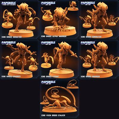 Copy of 3D Printed Papsikels Xeno Brood Set Aliens vs Humans Part 2 28mm 32mm