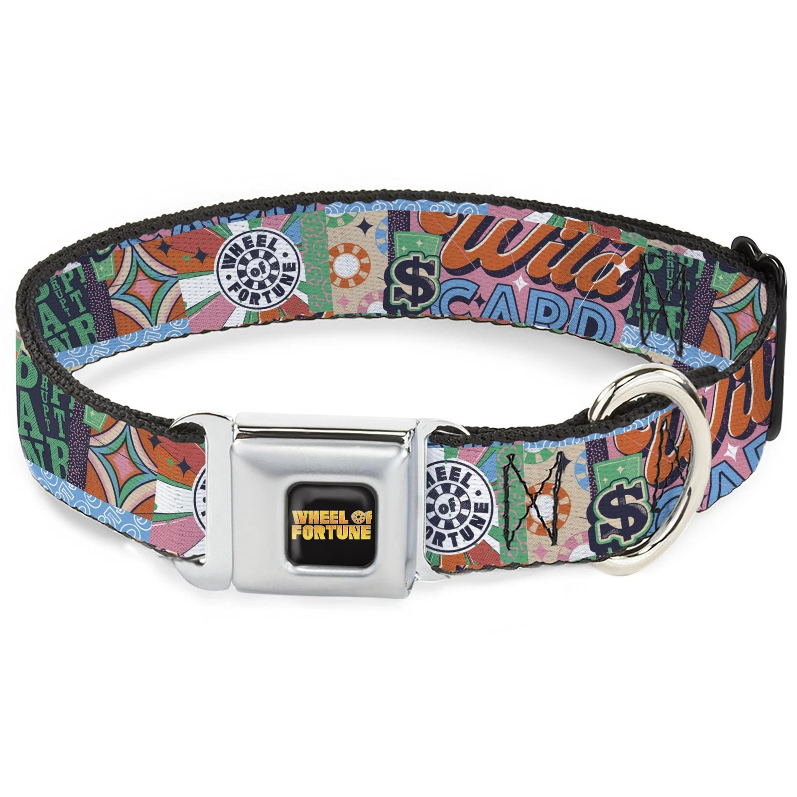 Sony Pictures Pet Collar, Dog Collar Metal Seatbelt Buckle, Wheel of Fortune Log
