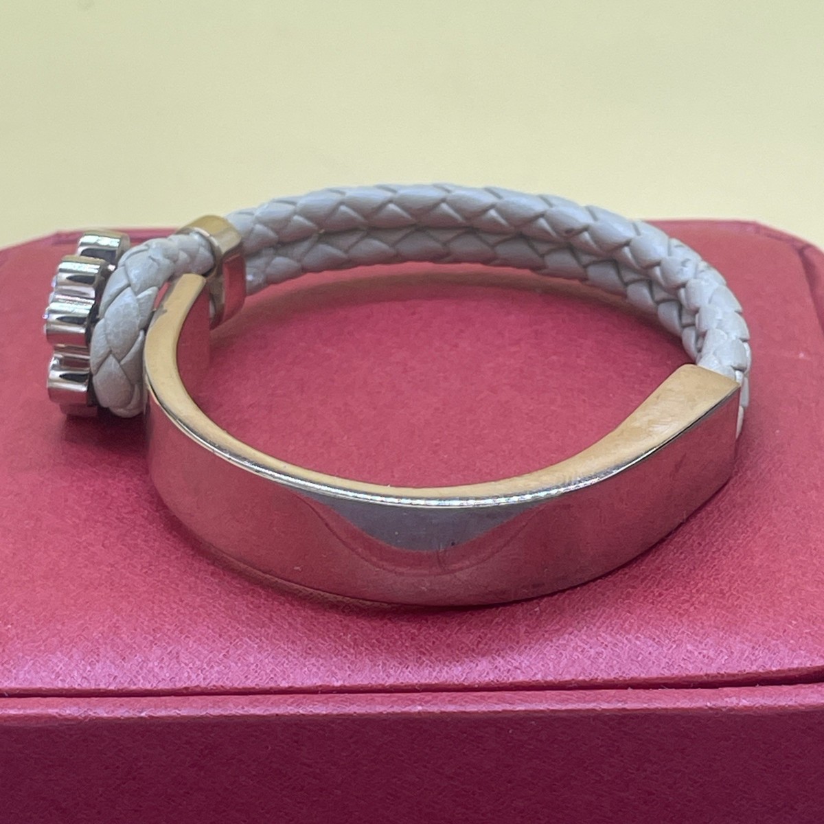 FOLLI FOLLIE Bracelet | White Leather & Gold Tone w/ Rhinestone