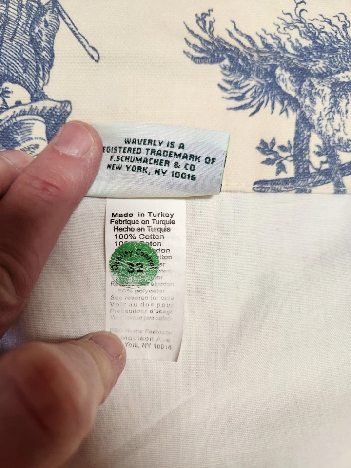 WAVERLY HOME CENEFA PAR INODORO AZUL CREMA 18"x80" festoneado Foto 4 de 4