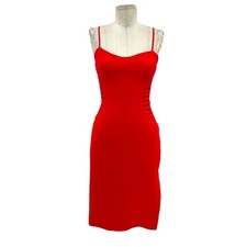 Halston Heritage Sleeveless Crepe Dress With Side Strips In Red Size 0