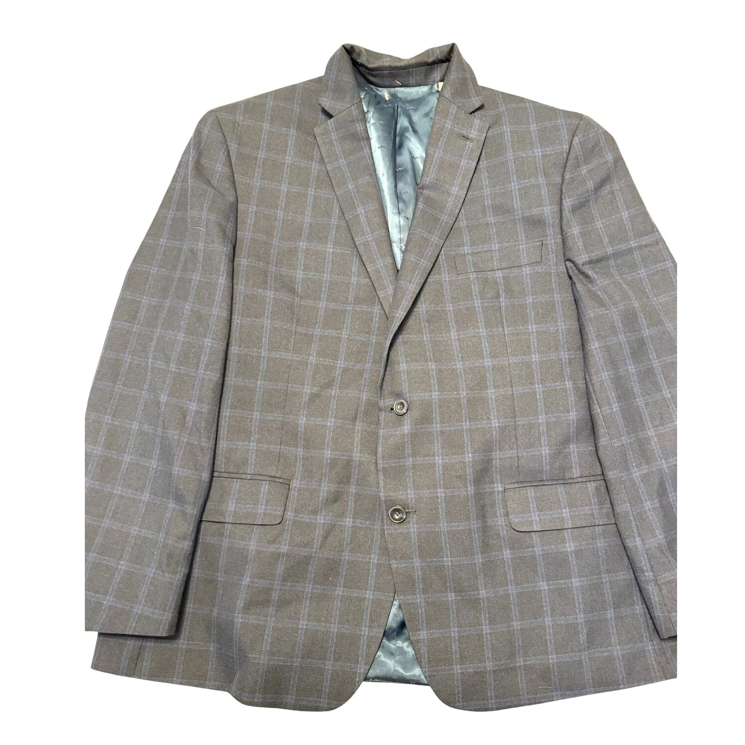 Blazer uomo Michael Kors cappotto sportivo grigio blu quadri check 2 bottoni MK foderato 46R
