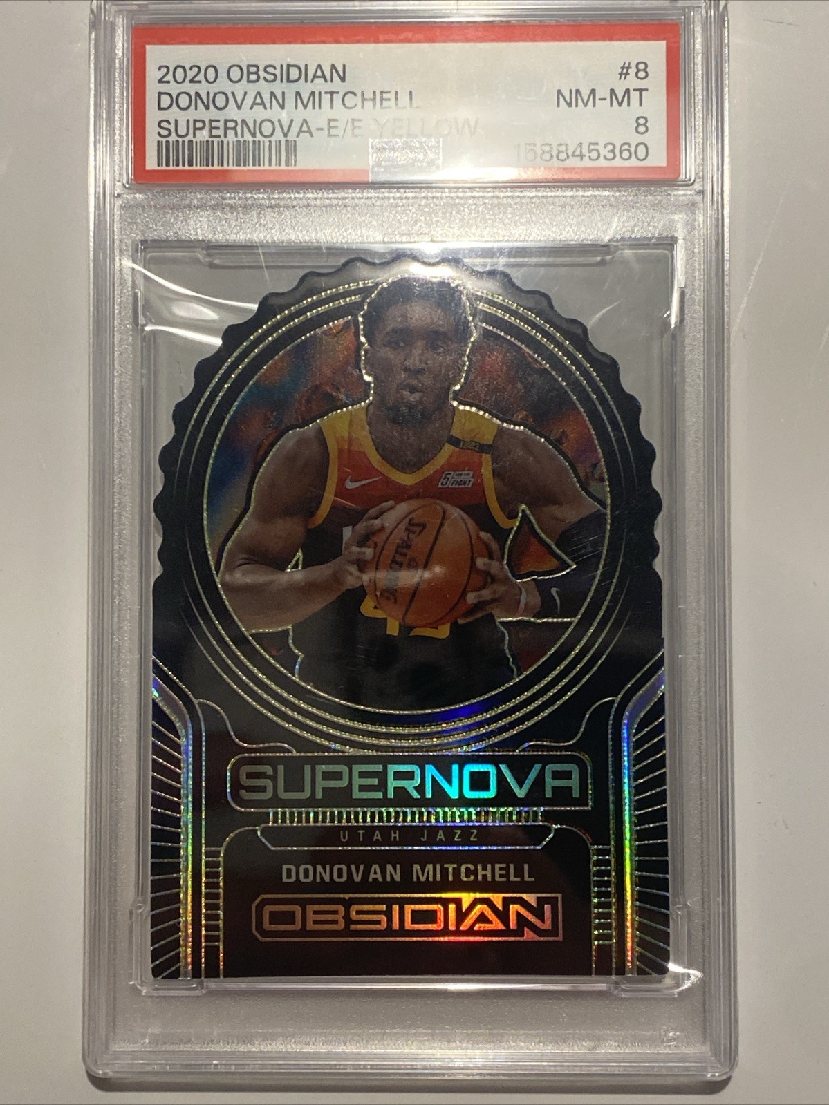2020 Panini Obsidian - Supernova Donovan Mitchell #8 E/E Yellow Flood #/10