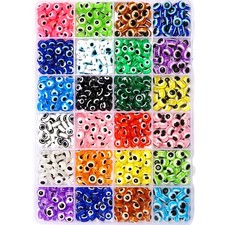 24 Style 800 pcs Evil Eye Beads for Jewelry Making, Evil Eye Charms with 1mm ...