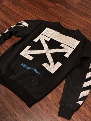 Off-White ''Seeing Things'' Hoodie / Kapuzenpullover Schwarz Gr S M Sweatshirt 