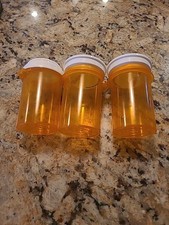 Lot Of 3Empty Plastic PM 30 Pill Bottles 3 1/8" Amber Hobby  Crafts