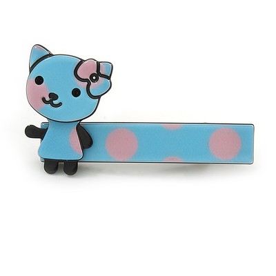 Kinder/Teenager/Kid's Hellblau/Rosa Kätzchen Acryl Haar Schnabel Clip/