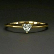 1Ct Heart Cut Lab Created Diamond Solitaire Wedding Ring 14k Yellow Gold Plated