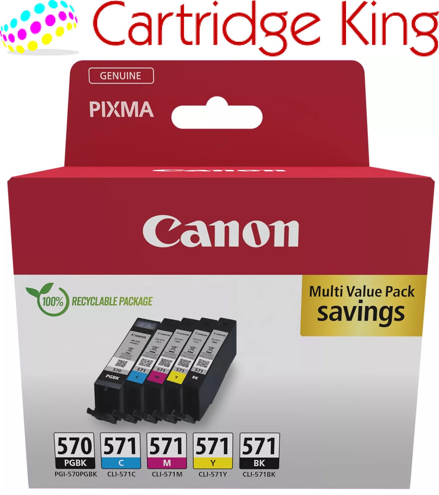 Canon PGI-570 / CLI-571 Original Ink Cartridges, Pack of 5 for Pixma TS8050