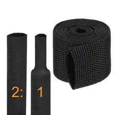 2:1 Ratio Heat Shrink Braided Sleeve 5/8" ID 3FT Automotive Wire Loom Black
