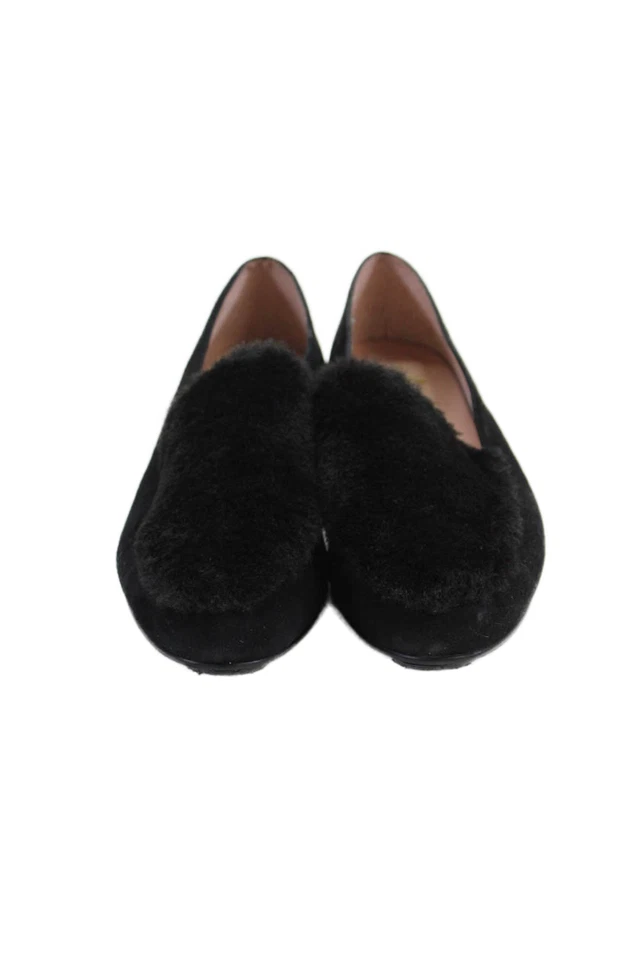 FS/NY 女式圆头麂皮绒人造毛皮懒人乐福鞋黑色 7.5 码 — 第 2/4 张图片