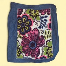 Y2K denim Floral Patch Skirt Handmade Size Small Vintage 2000s