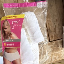 JMS Just My Size Cotton Brief Panties 5 Pack White Plus Size 14/16 No Ride Up