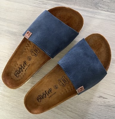 Biostep Sandals Womens Slide Blue Leather Comfort Casual Slip