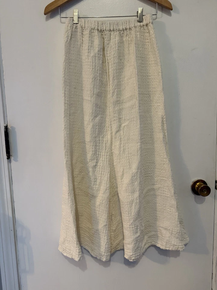 Flax Women’s Petite Small Linen Skirt Off White Beige Long Midi/Maxi Skirt - Image 3 of 4