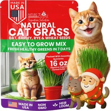Premium Cat Grass Seeds for Indoor Cats, Non GMO - 1 lb Oat, Wheat, Barley & ...