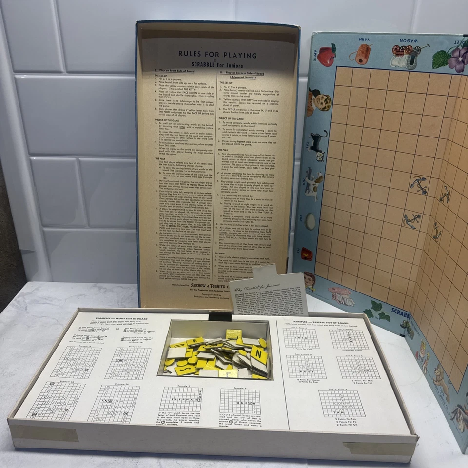 Scrabble for Juniors Crossword Game for Children 1958 Selchow & Righter COMPLETE - Image 3 of 4