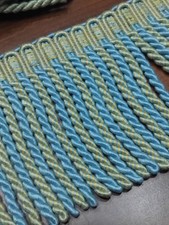 Frangia Passamaneria di Lusso - in Torsades Doppie  H13 Cm/ 2.80 M/azzurro/oro