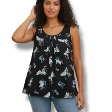 Croft & Barrow Sleeveless Tank Top Shirt Pleated Stretch Black Women’s Size 1X