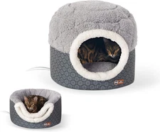Heated Cat Bed for Large Cats Indoor, Thermo-Pet Nest 2-In-1 Heated Pet Cave Ten
