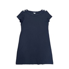 Talbots Black Button Shoulder Cotton Classic T-Shirt Dress Medium Classy Basic