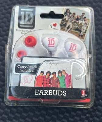 Jazwares 1D In-Ear Earbuds Double White Red 3.5mm Extra Cushions Carry Pouch