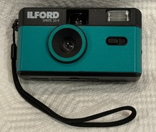Camera Ilford Sprite 35-II 35mm Film Point  Shoot Teal and Black - Flash Used