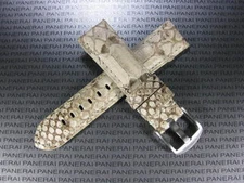 24mm Genuine PYTHON Skin Leather Strap White Band Tang Buckle for PANERAI 1950 x