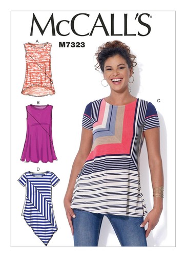 McCall's Sewing Pattern M7323 Misses Tops Pullover Seam Detail Sizes XS-MED UC