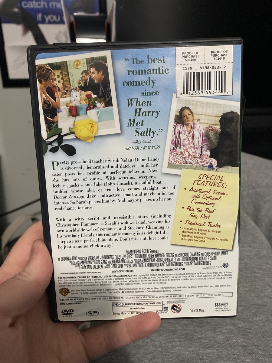 Must Love Dogs (DVD, 2005, Full Frame Edition) Like New Tested