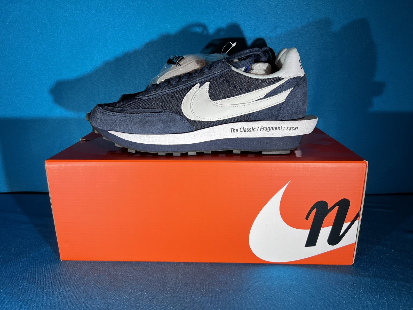 SACAI X NIKE Nike Waffle x Fragment Design x Sacai Blue Void taglia 10 NUOVE 100% AUTENTICHE