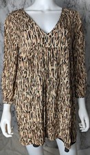 Aritzia Sunday Best M Medium Jinx Dress Crepe Babydoll Animal Print Mini Casual