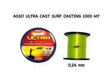FILO ASSO ULTRA CAST 1000 MT GIALLO 0.26 MM FLUOROCARBON COATED SURFCASTING