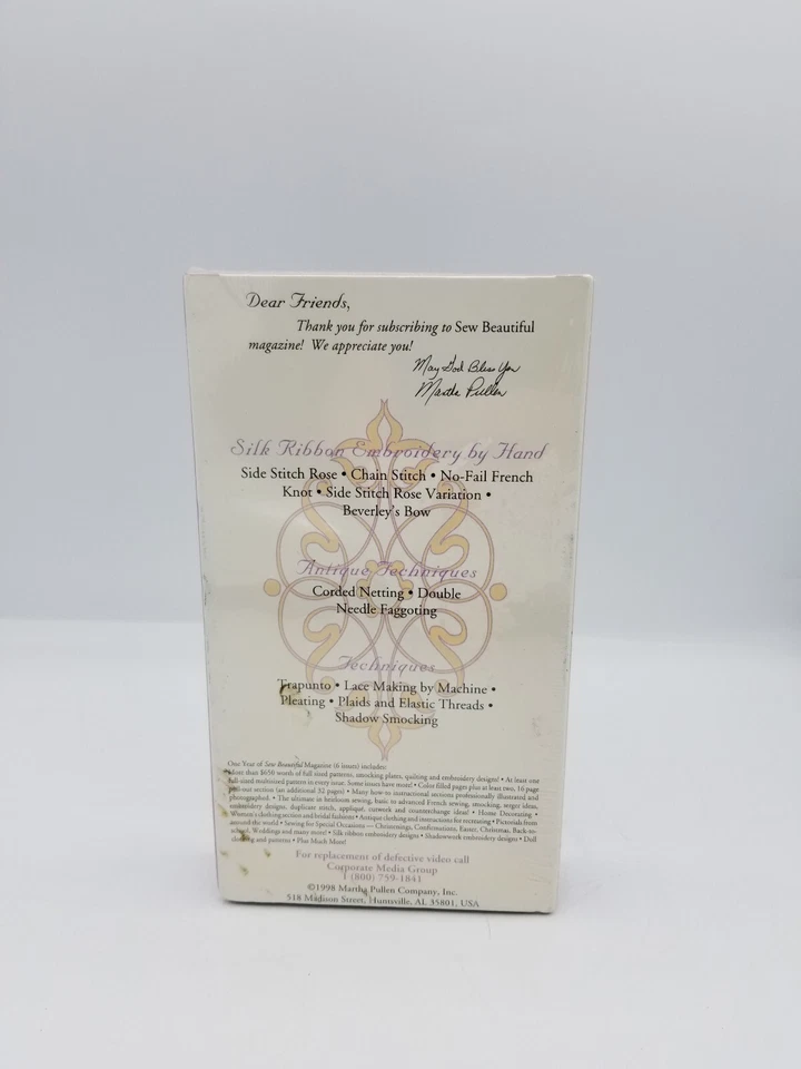 Sew Beautiful with Martha Pullen Video VII 1998-99 VHS Sewing Tutorial Sealed - Image 2 of 3