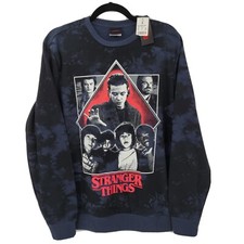 Stranger Things Adult Medium Crew Sweatshirt Navy Mineral Wash NWTD