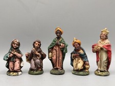 Antico Lotto Personaggi Presepe In Gesso E Cartapesta Dipinti A Mano Arte Sacra 