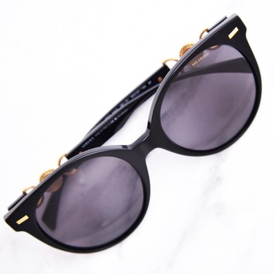New Versace VE4442 GB1/81 Polarized Black Round Sunglasses Versace VE4442 GB1/81 Black/Dark Grey Round Women main image 3