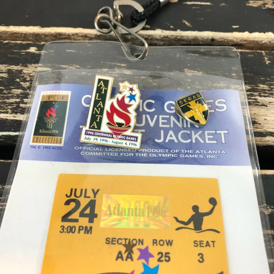 Prendedores de polo acuático de boleto de los Juegos Olímpicos de Atlanta Georgia 1996 recuerdos deportivos de colección Foto 3 de 4
