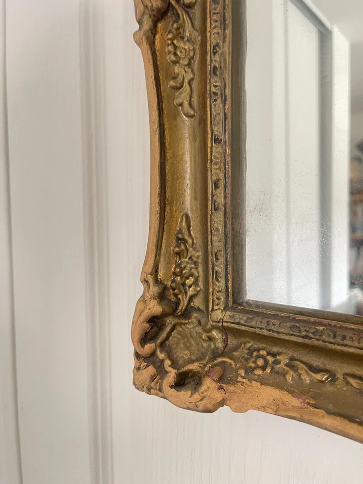 Ancien Miroir Mural Rectangle Doré Bois Style Louis XV XIXème FRANCE 44 x 33 cm - Photo 4/4