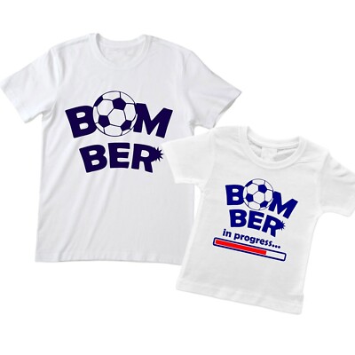 Baumwoll T-Shirt Papa und Kind personalisiert Bomber und Bomber in Progress