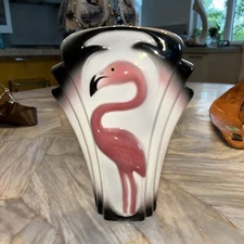 Vintage Flamingo Vase By Clay Art