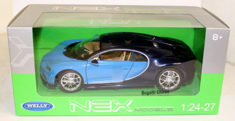 Nex 1/24-27 Bugatti Chiron Two Tone Blue Supercar Scale Diecast Model Car - Image 4 of 4