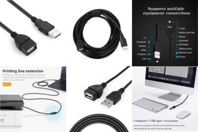 USB 2.0 Extension Cable Data Lead Male A / Female A 30cm 50cm 1m 2m 3m 5m