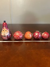 lucuma desing handmade Gourd Art Christmas Ornaments Set Of 5 fair trade pero