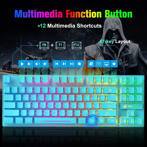 Wireless Gaming Keyboard Mouse Combo Set 4000mAh Rechargeable 2.4G RGB Backlit - Picture 39 of 44