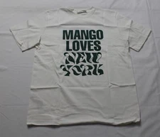 Mango Women's New York Relaxed Fit Cotton T-Shirt CD4 Off White Small NWT
