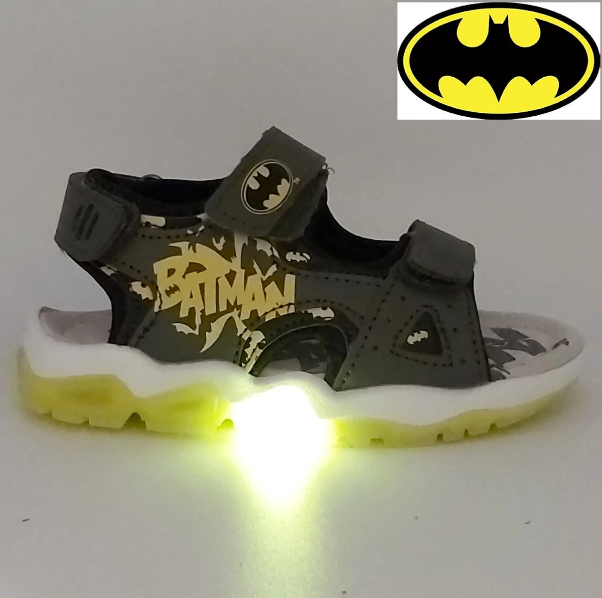 sandali da bambino con luci Led per bimbo ginnastica sportivo a strappo BATMAN