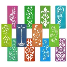 12 Border Rangoli Making Stencils Multi Design Colorful Diwali Decoration